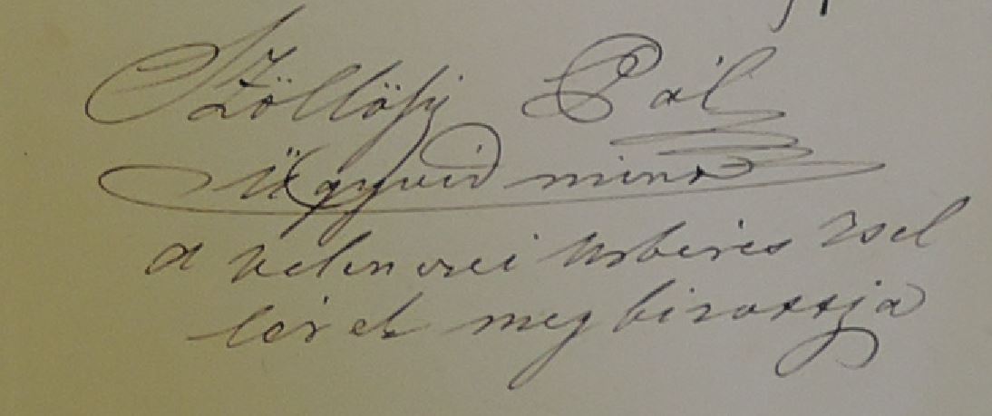 SZP aláírása az 1854 es úrb peres anyagon